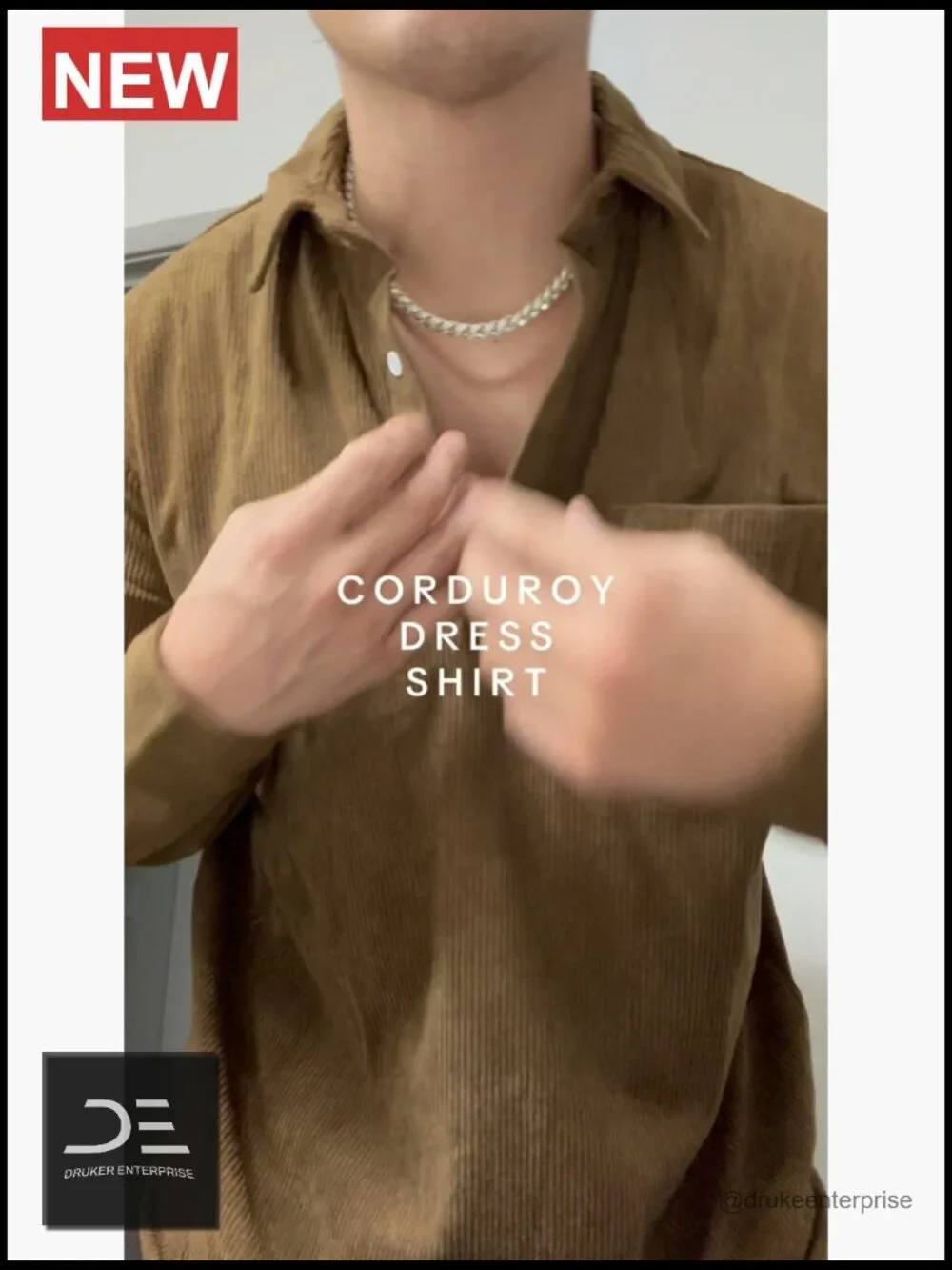 Corduroy Pullover Long Sleeve Polo Shirt with Pocket Button Up